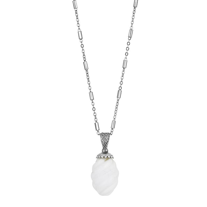 1928 Silver Tone Stone Pendant Necklace, Womens, Size: 26, White