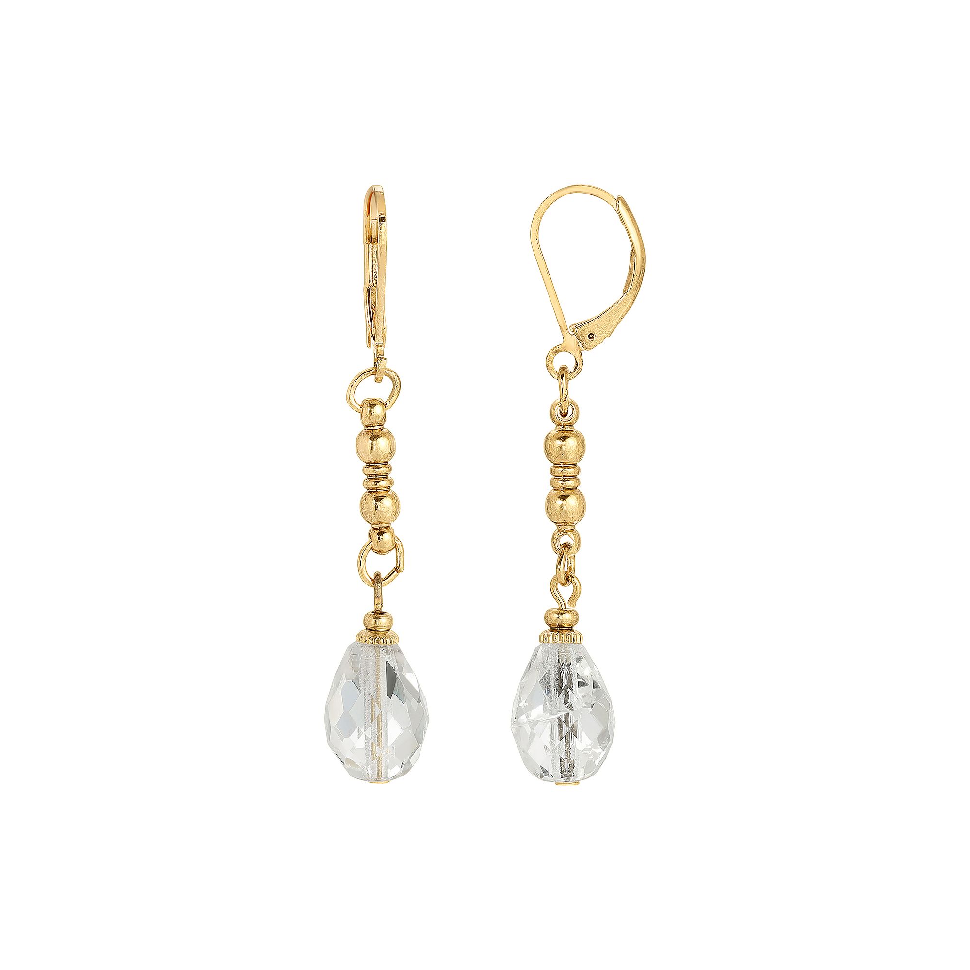 1928 Gold Tone Simulated Crystal Linear Drop Earrings, Womens, Gold Tone C