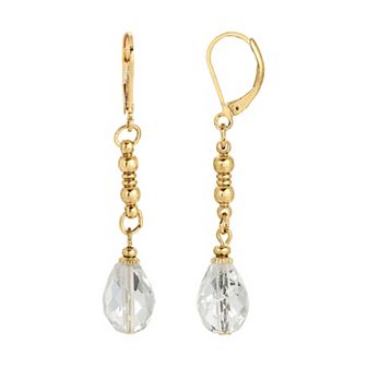 1928 Gold Tone Simulated Crystal Linear Drop Earrings