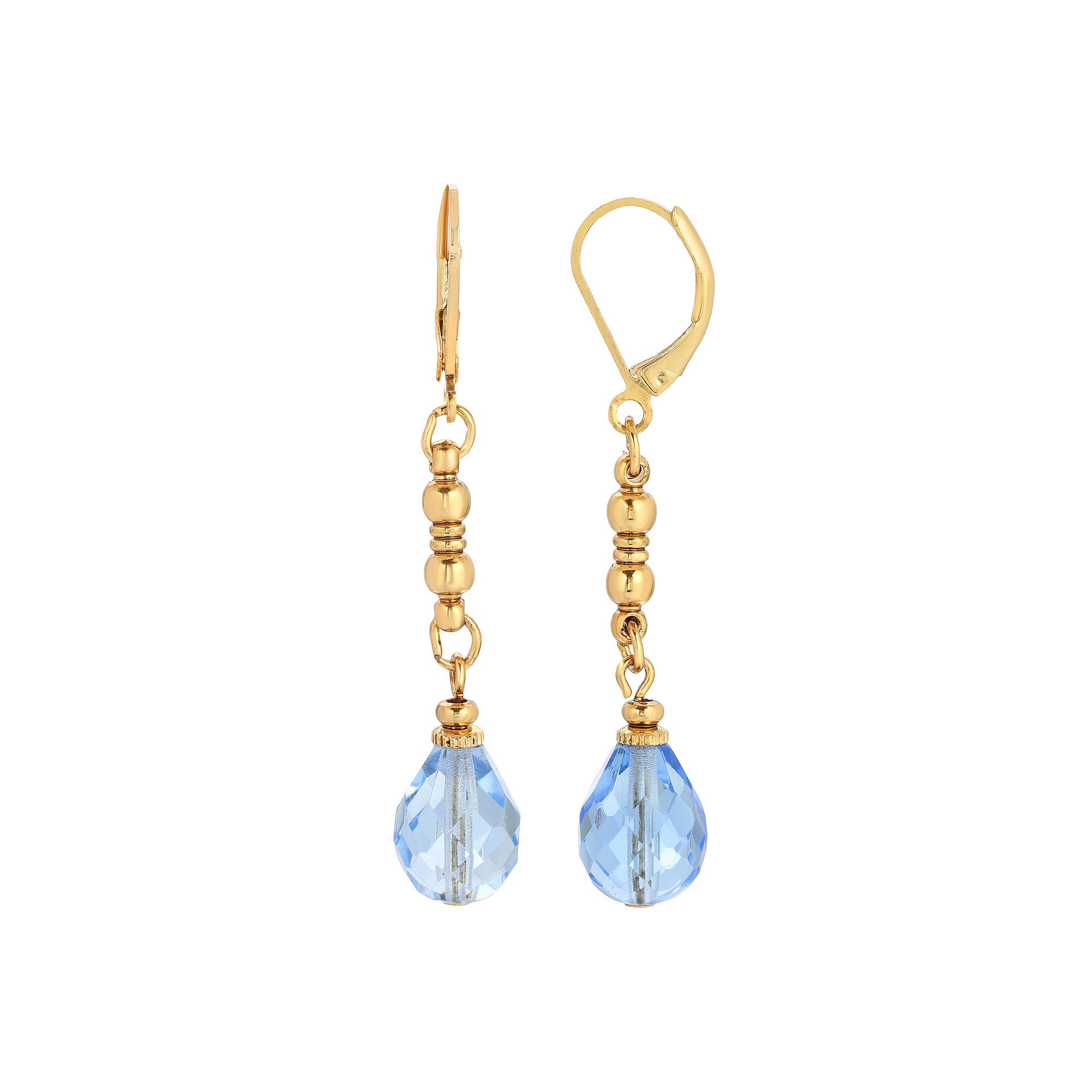 1928 Gold Tone Simulated Crystal Linear Drop Earrings, Womens, Gold Tone L