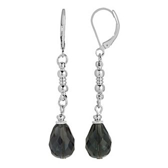 1928 Gold Tone Simulated Crystal Linear Drop Earrings