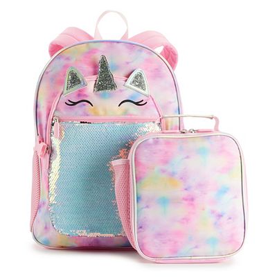 Love First Sight Fashion Sequin Unicorn Backpack Lunch Bag Set