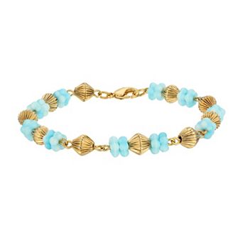 1928 14k Gold Dipped Flower Bead Bracelet