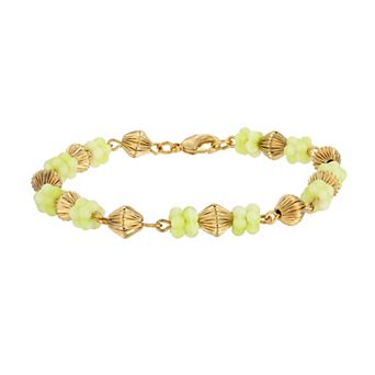 1928 14k Gold Dipped Flower Bead Bracelet
