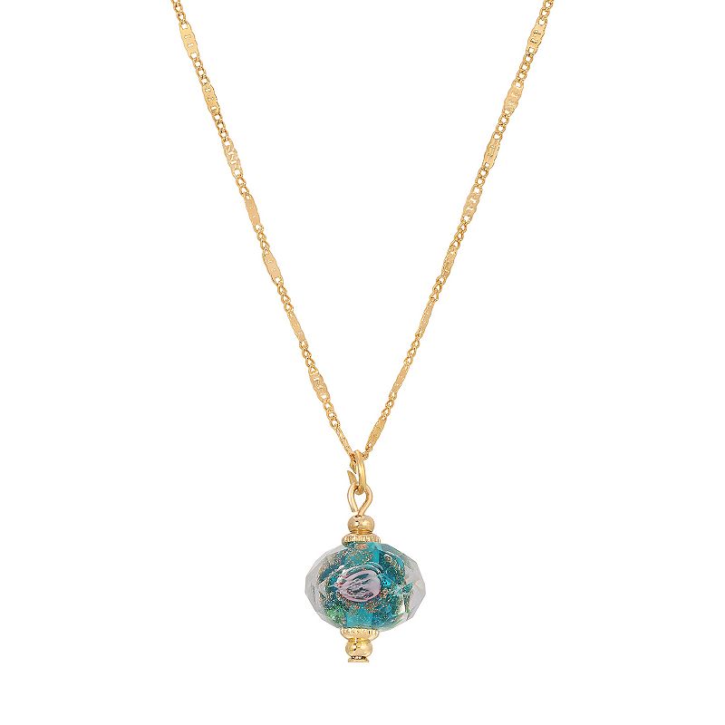 1928 Gold Tone Flower Bead Necklace, Womens, Size: 14, Blue