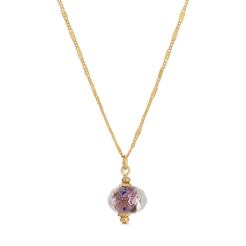 1928 Gold Tone Flower Bead Necklace, Womens, Size: 14, Purple