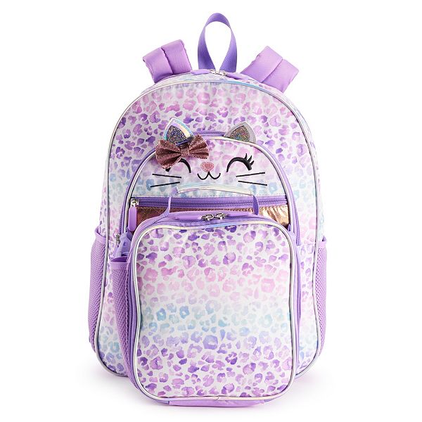 Girls Leopard Kitty Backpack And Lunch Bag Set
