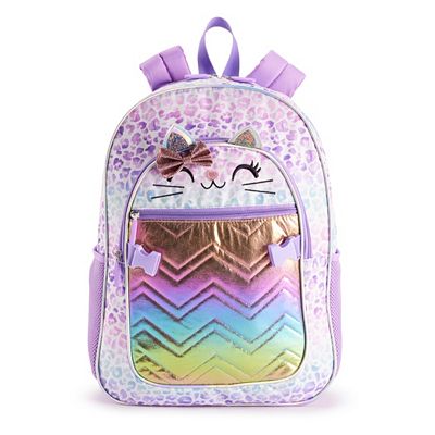 Girls Leopard Kitty Backpack And Lunch Bag Set