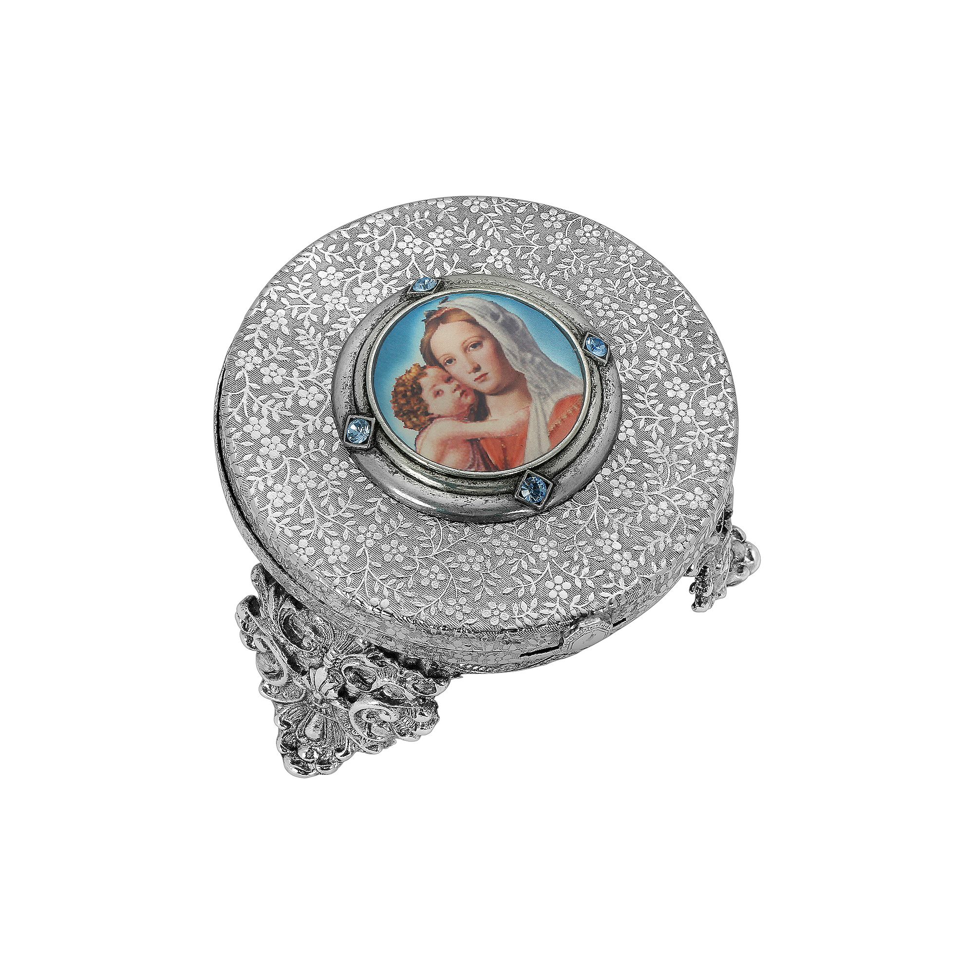 1928 Virgin Mary & Child Rosary Locket Box, Womens, Multi