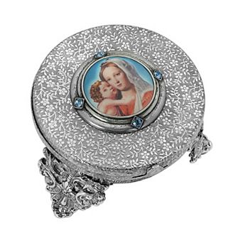 1928 Virgin Mary & Child Rosary Locket Box