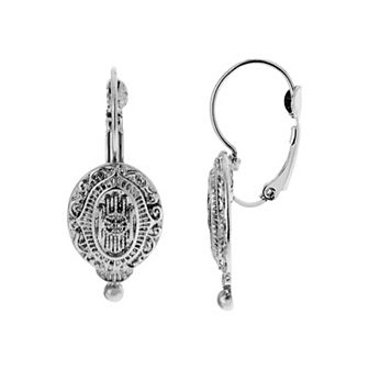 1928 Silver Tone Oval Drop Earrings