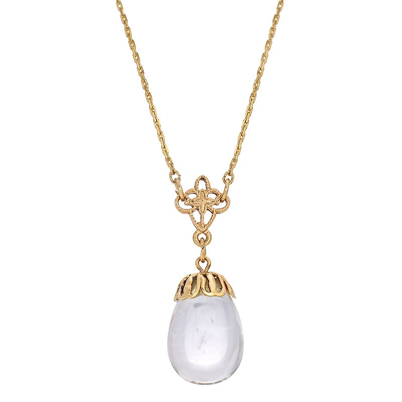 1928 14k Gold Dipped Clear Egg Pendant Drop Necklace, Womens, Size: 16,