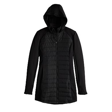 Women's Tek Gear® Hooded Long Mixed-Media Jacket