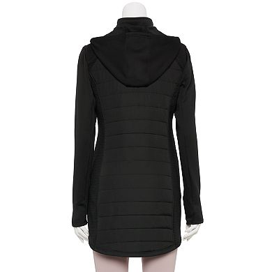 Women's Tek Gear® Hooded Long Mixed-Media Jacket