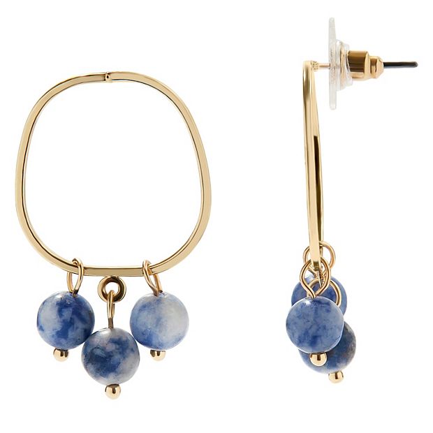 Sonoma Goods For Life Gold Tone Loop with Blue Beads Drop Earrings