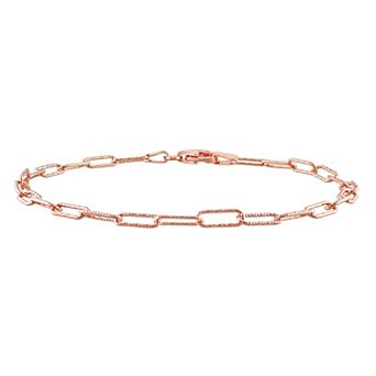 Stella Grace Sterling Silver Fancy Paper Clip Link Chain Bracelet