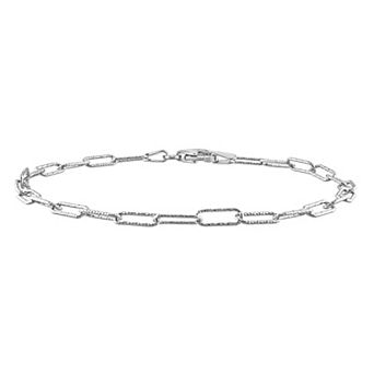 Stella Grace Sterling Silver Fancy Paper Clip Link Chain Bracelet