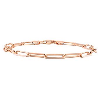 Stella Grace 18k Gold Over Silver 5 mm Paper Clip Link Chain Bracelet