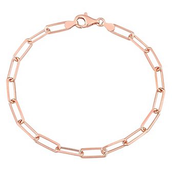 Stella Grace Sterling Silver Fancy Cut Paper Clip Link Chain Bracelet