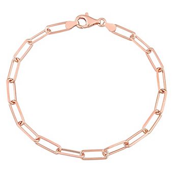 Stella Grace Sterling Silver Fancy Cut Paper Clip Link Chain Bracelet