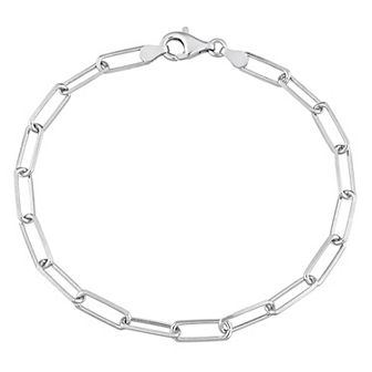 Stella Grace Sterling Silver Fancy Cut Paper Clip Link Chain Bracelet