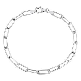 Stella Grace Sterling Silver Fancy Cut Paper Clip Link Chain Bracelet