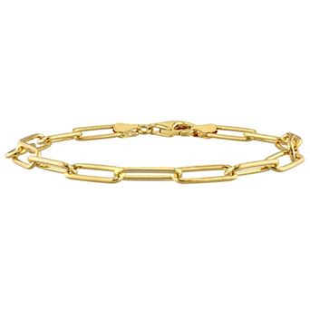 Stella Grace 18k Gold Over Silver 5 mm Paper Clip Link Chain Bracelet