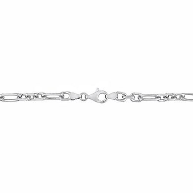 Stella Grace Men's Sterling Silver 6 mm Figaro Chain Bracelet