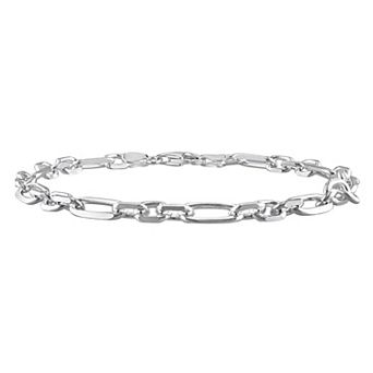 Stella Grace Men's Sterling Silver 6 mm Figaro Chain Bracelet