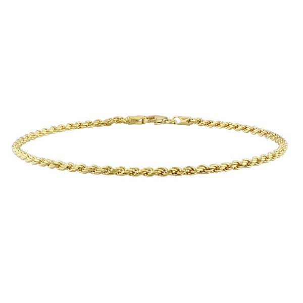 Stella Grace 18k Gold Over Silver 2.2 mm Rope Chain Anklet - Gold Tone