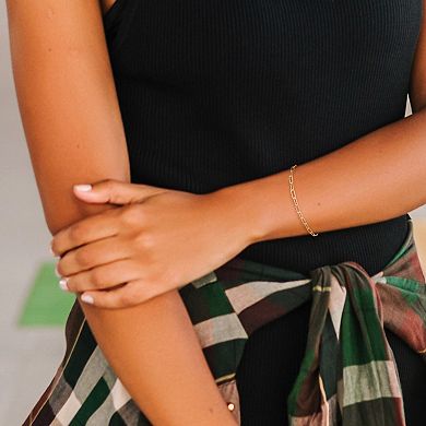 Stella Grace 18k Gold Over Silver Fancy Paper Clip Link Chain Bracelet