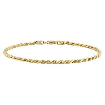 Stella Grace 18k Gold Over Silver 2.2 mm Rope Chain Bracelet
