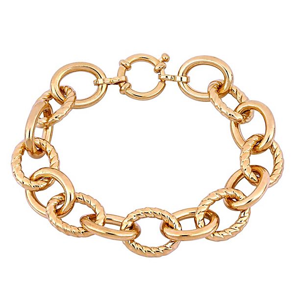 Stella Grace Gold Tone Sterling Silver Oval Link Bracelet