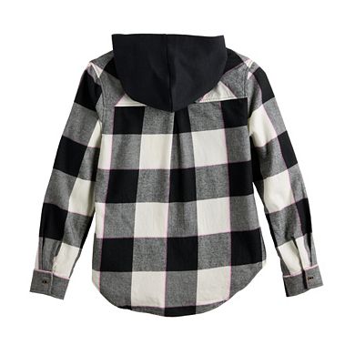 Girls 6-20 SO® Boyfriend Flannel Hooded Shirt in Regular & Plus Size