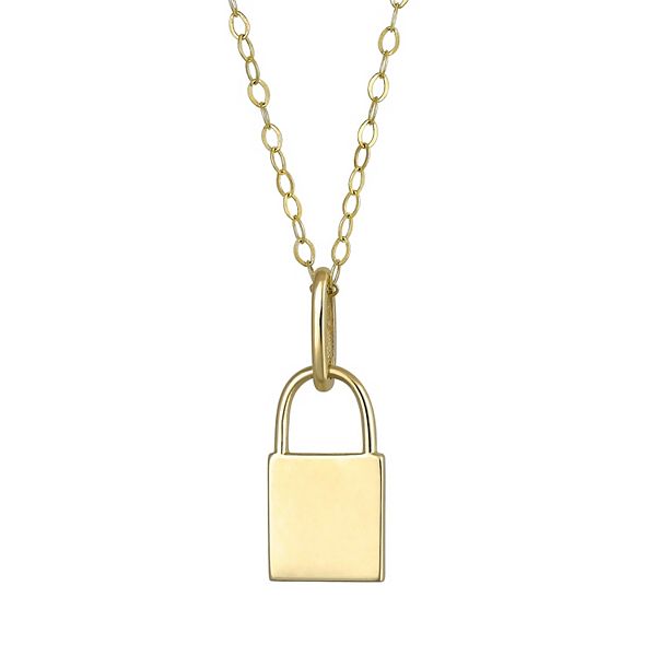 10k Gold Padlock Pendant Necklace