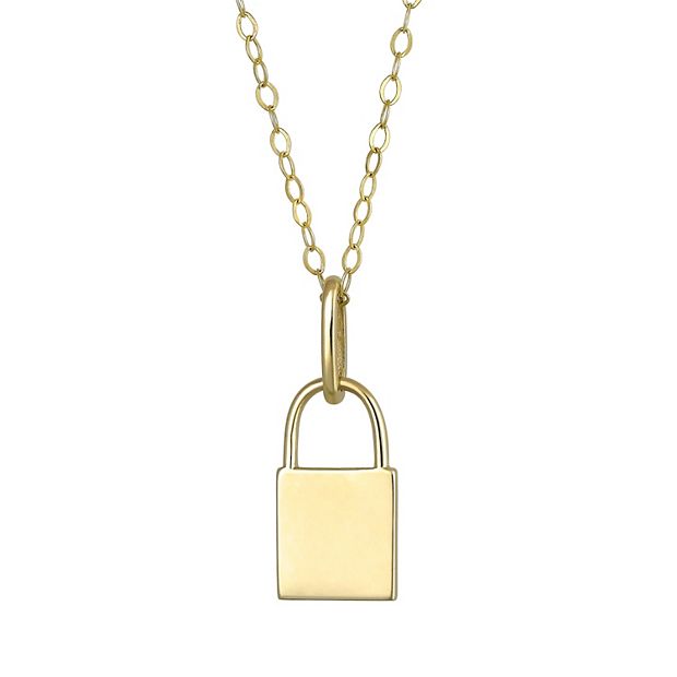 Gold Padlock Pendant Necklace