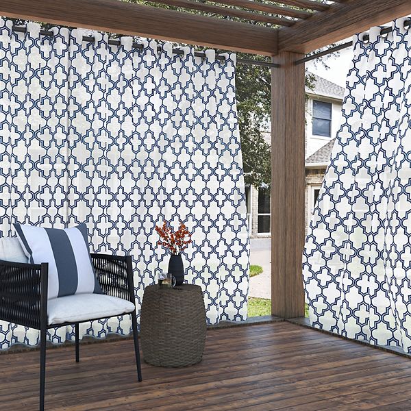 Sun Zero Ria Trellis Indoor/Outdoor Fade Resistant Curtain Panel