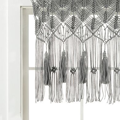 Lush Decor Boho Macrame Tassel Valance