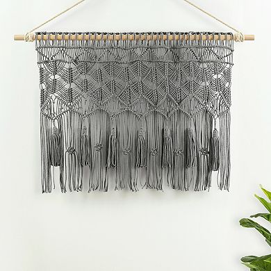 Lush Decor Boho Macrame Tassel Valance