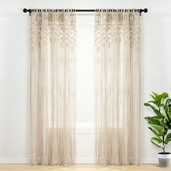 Lush Decor Boho Macrame Leaf Window Curtain Panel