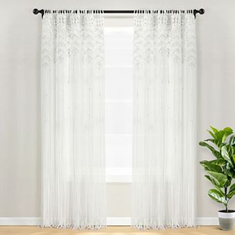 Lush Decor Boho Macrame Leaf Window Curtain Panel