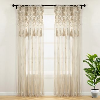 Lush Decor Boho Macrame Tassel Window Curtain Panel