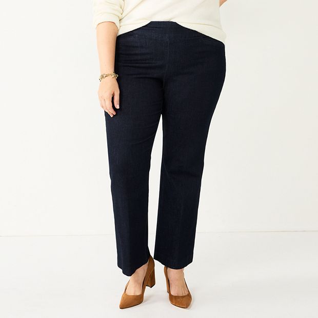JUST My Size Women's Apparel Plus Size Stretch 2 Pocket Pull On Jean Black  2X Average at  Women's Jeans store
