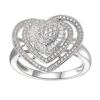 Sterling Silver Cubic Zirconia Heart Ring