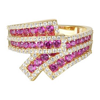 14k Gold Over Silver Lab-Created Ruby & Lab-Created White Sapphire Ring