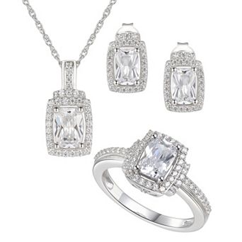 Sterling Silver Cubic Zirconia 3 pc Jewelry Set