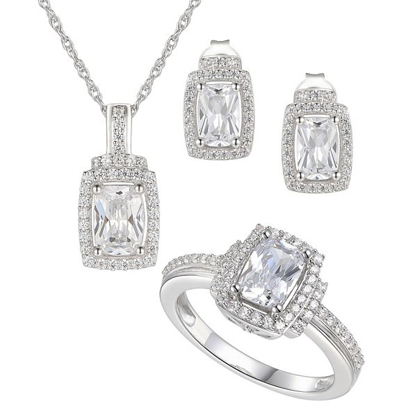 Sterling Silver Cubic Zirconia 3Piece Jewelry Set