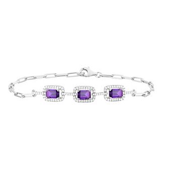 Sterling Silver Amethyst & Lab-Created White Sapphire Bracelet
