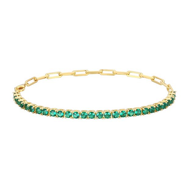 14k Gold Over Silver Lab Created Emerald Bracelet