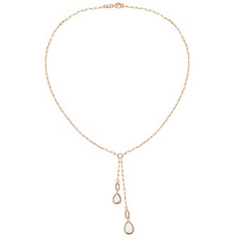MASTERPIECE 14k Rose Gold Over Silver Lab-Created Opal & Lab-Created White Sapphire Drop Necklace